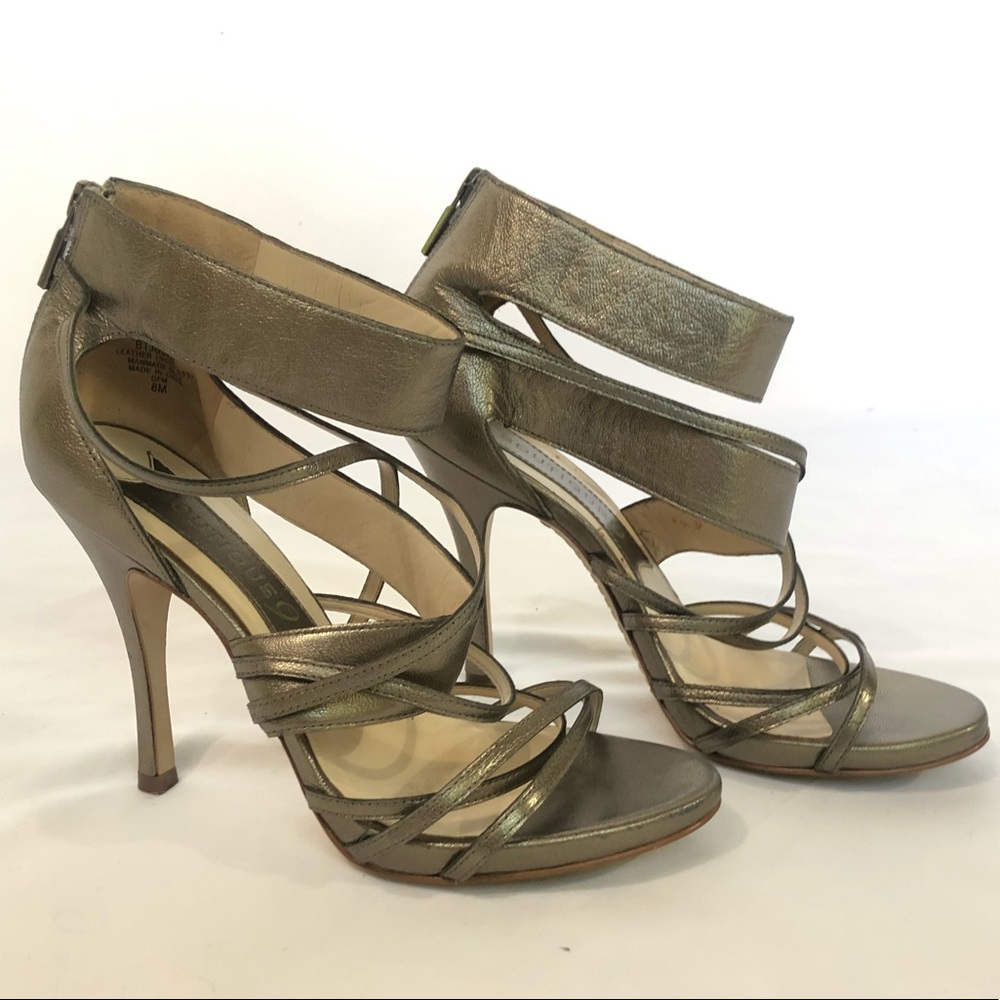 Boutique 9 Bronze BTJuvile Strappy Zip Heels Sz 8